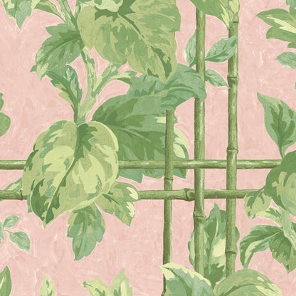 Verdant Trellis Pistachio Blush Velvet Fabric