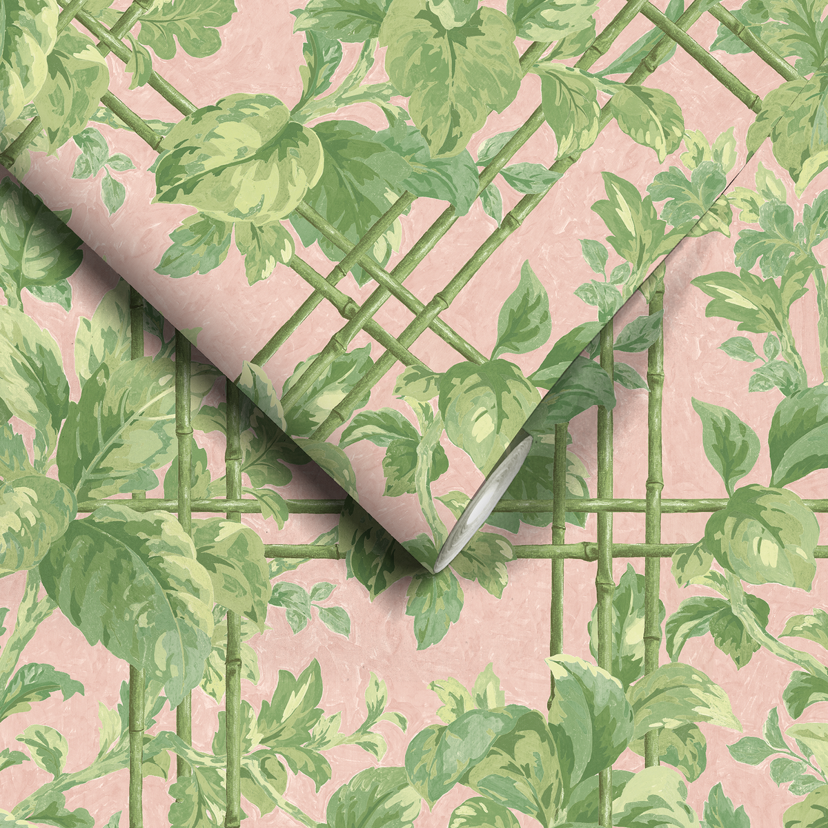 Verdant Trellis Pistachio Blush Wallpaper