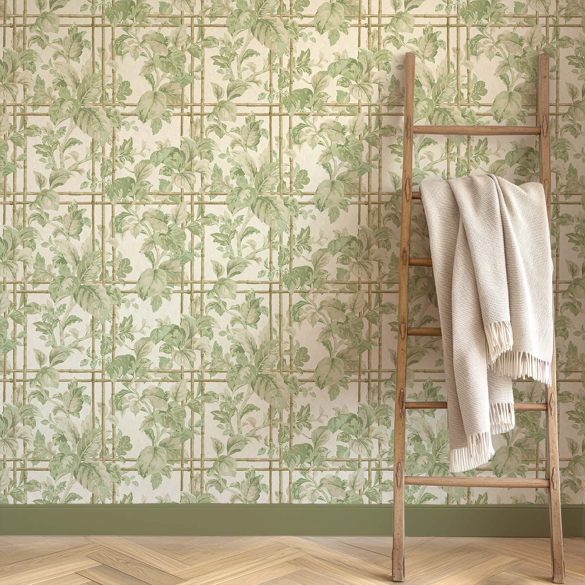 Verdant Trellis Laurel Wallpaper