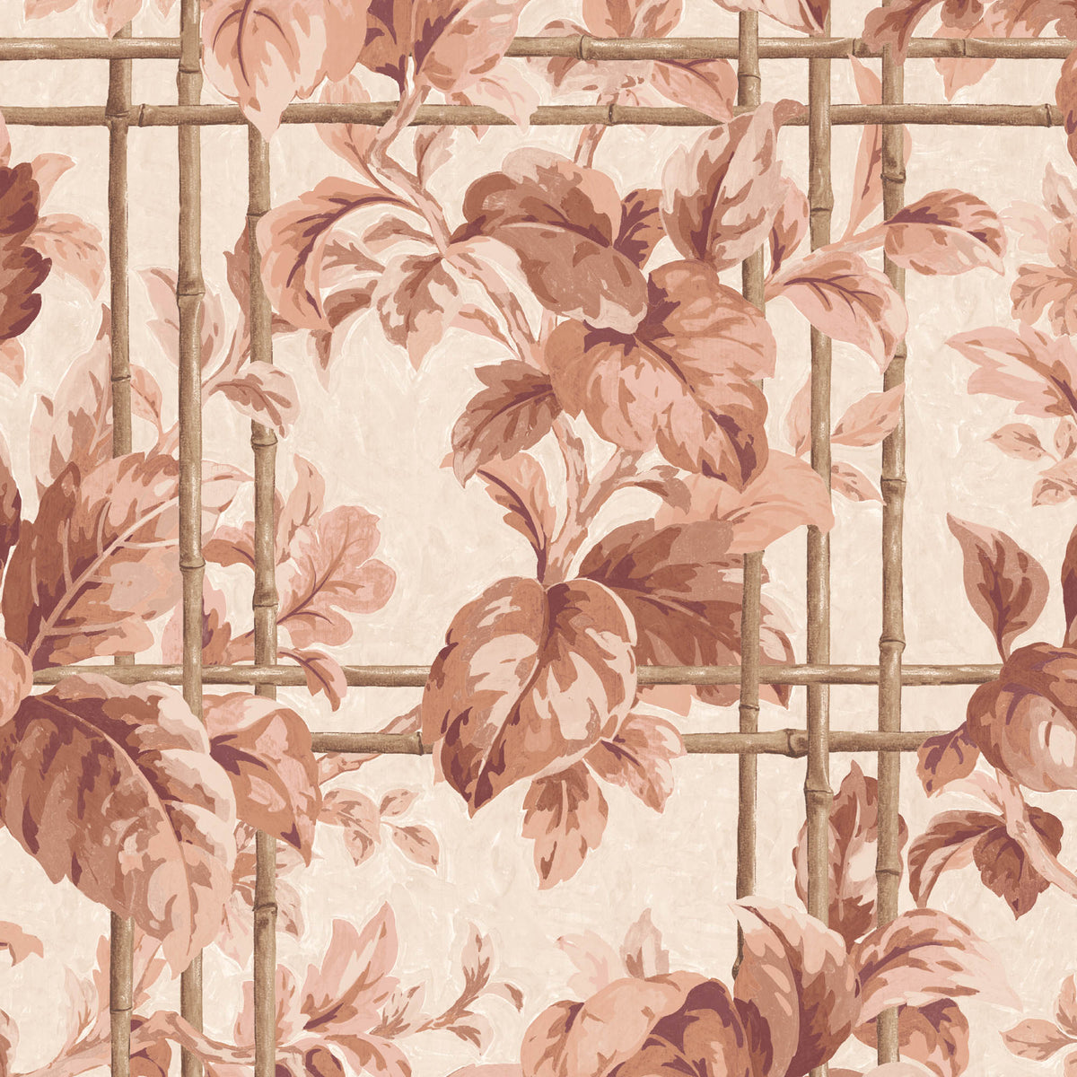 Verdant Trellis Salmon Wallpaper