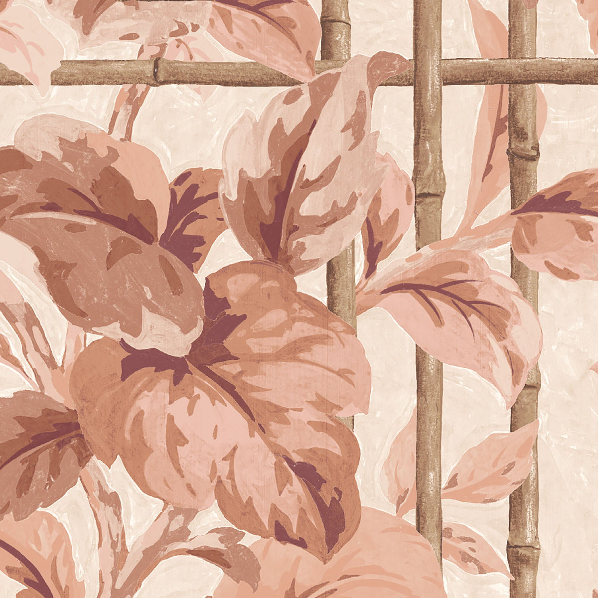 Verdant Trellis Salmon Linen Fabric