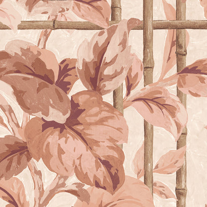 Verdant Trellis Salmon Wallpaper