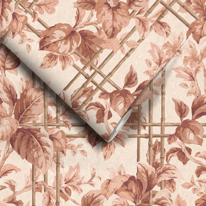 Verdant Trellis Salmon Wallpaper