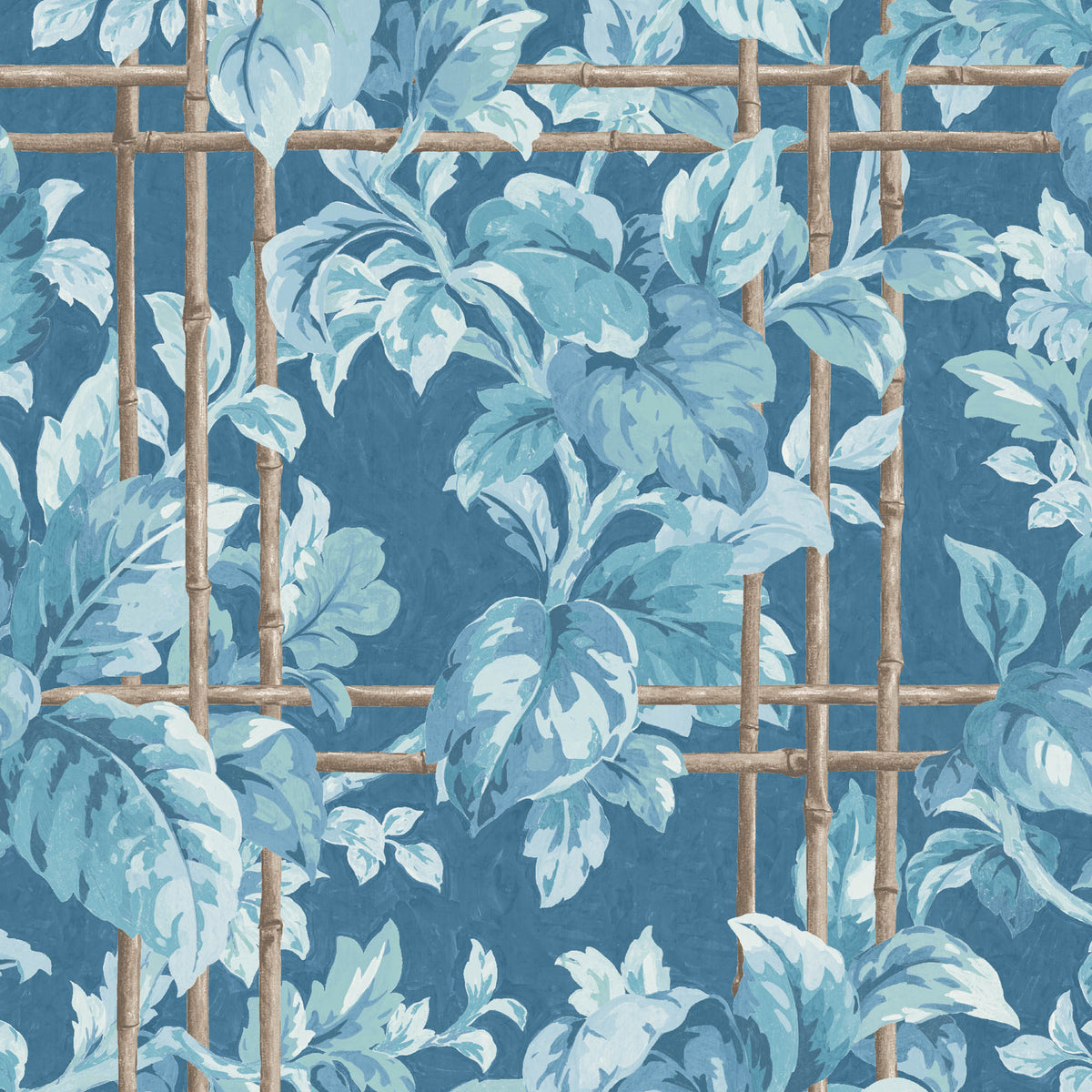 Verdant Trellis Denim Blue Wallpaper