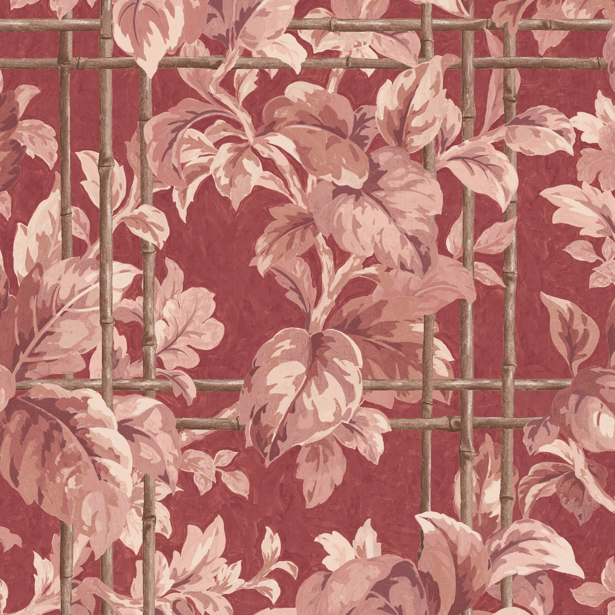 Verdant Trellis Claret Wallpaper
