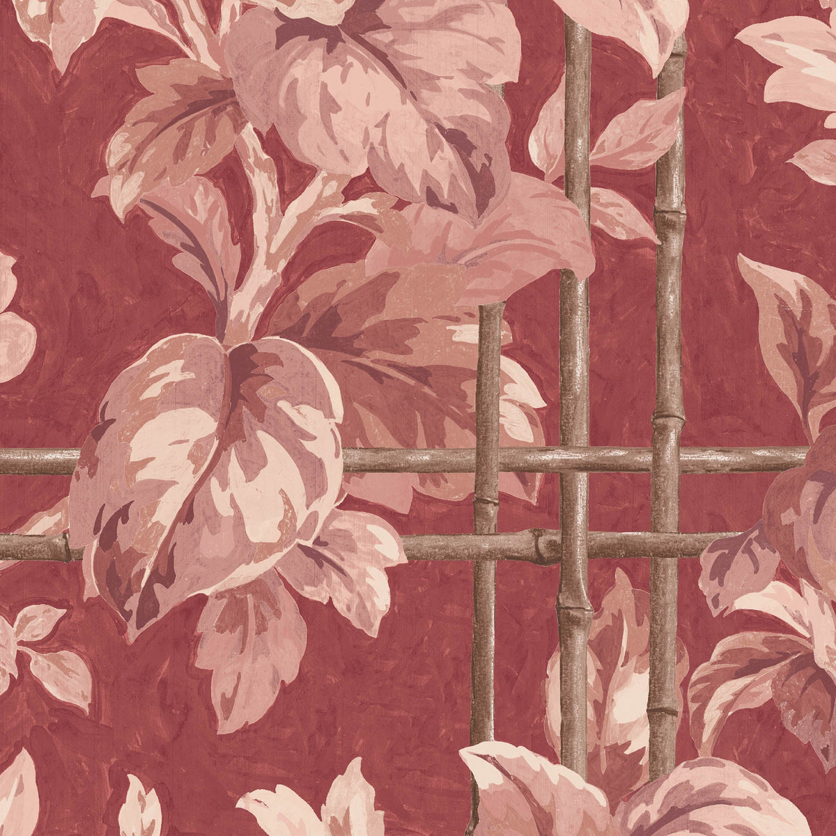 Verdant Trellis Claret Velvet Fabric