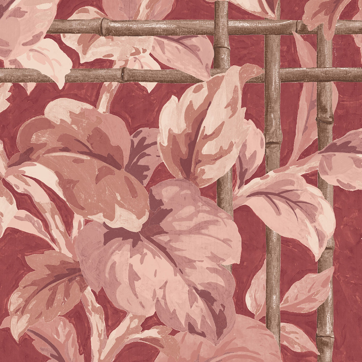 Verdant Trellis Claret Wallpaper