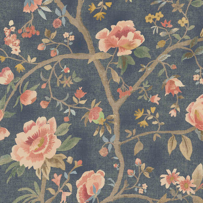 Peonia Navy Wallpaper
