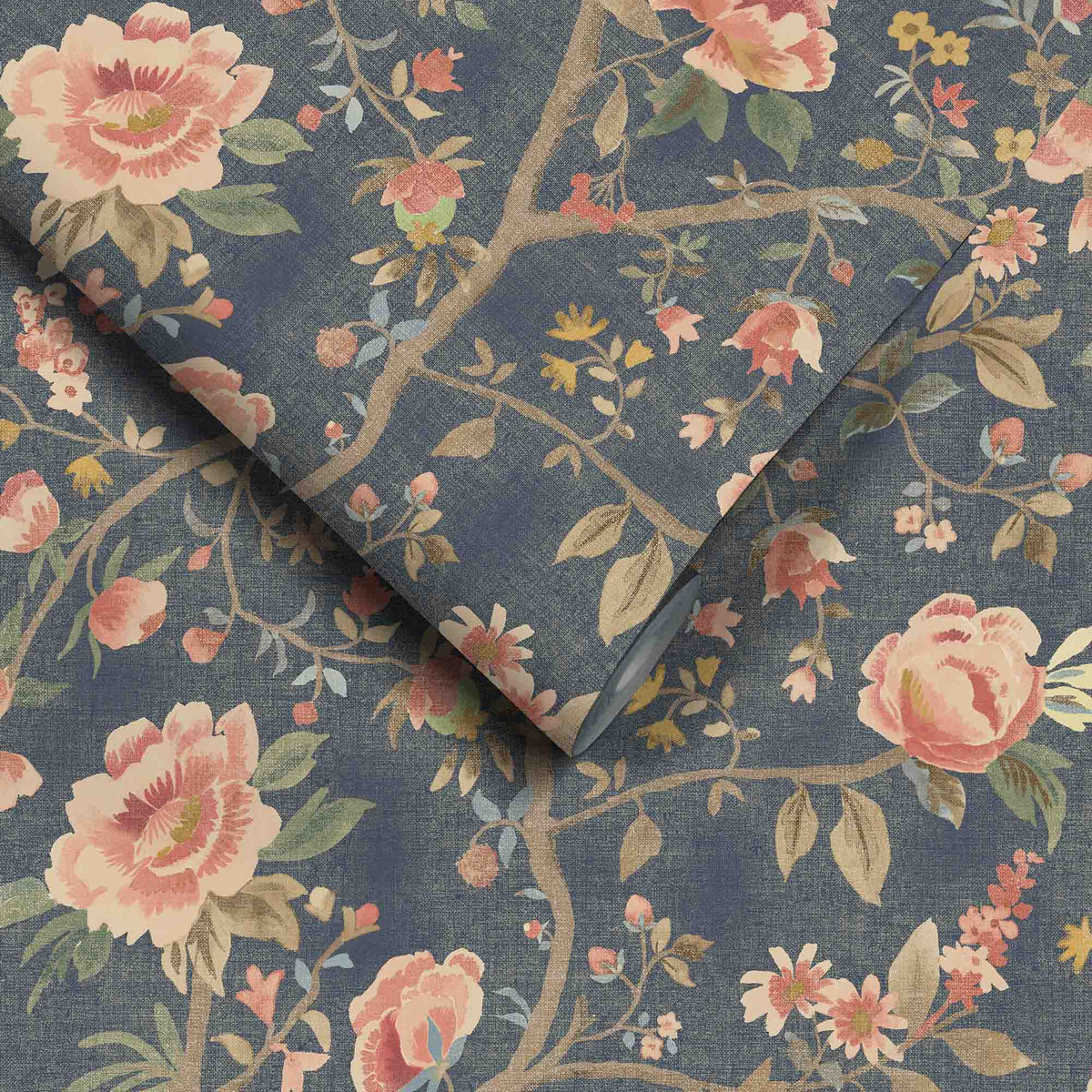 Peonia Navy Wallpaper