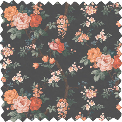 Ditsy Floral Noir Black Velvet Fabric