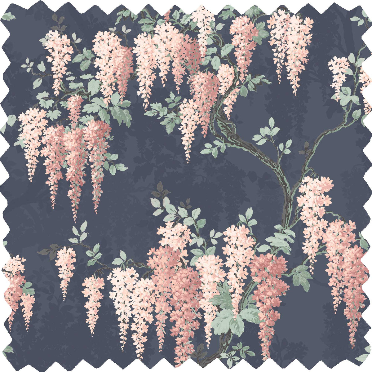 Wisteria Midnight Mint Linen Fabric
