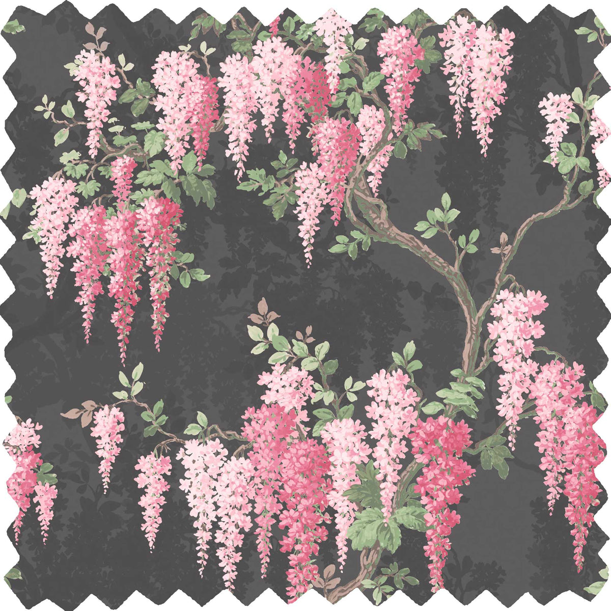 Wisteria Noir Black Linen Fabric