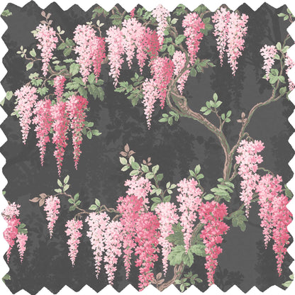 Wisteria Noir Black Linen Fabric