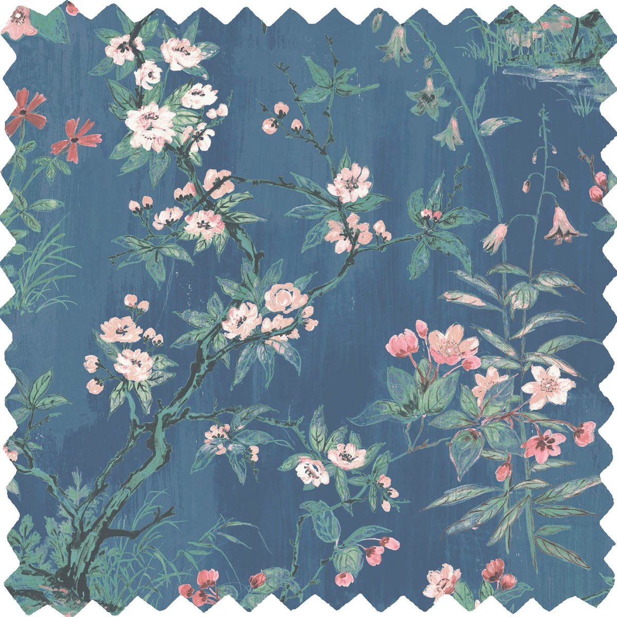 Rivington Marine Blue/Blush Linen Fabric