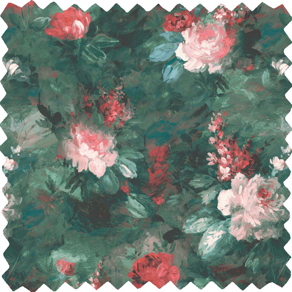 Ava Marika Emerald Green Floral Linen Fabric