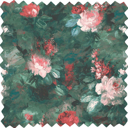 Ava Marika Emerald Green Floral Linen Fabric