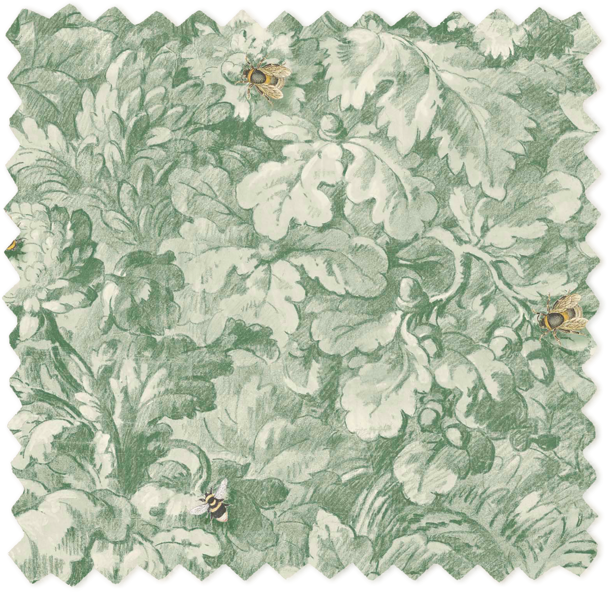 Busy Bee Moss Green Linen Fabric