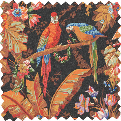 Parrot Talk Terracotta Sunset Linen Fabric