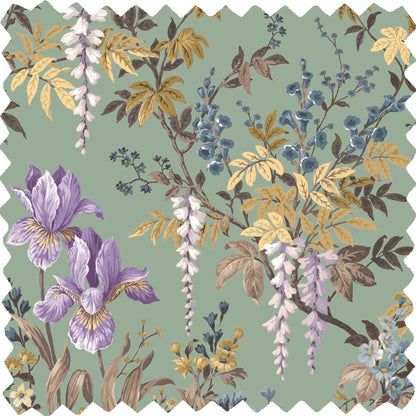 Hestia Wild Garlic Green Linen Fabric