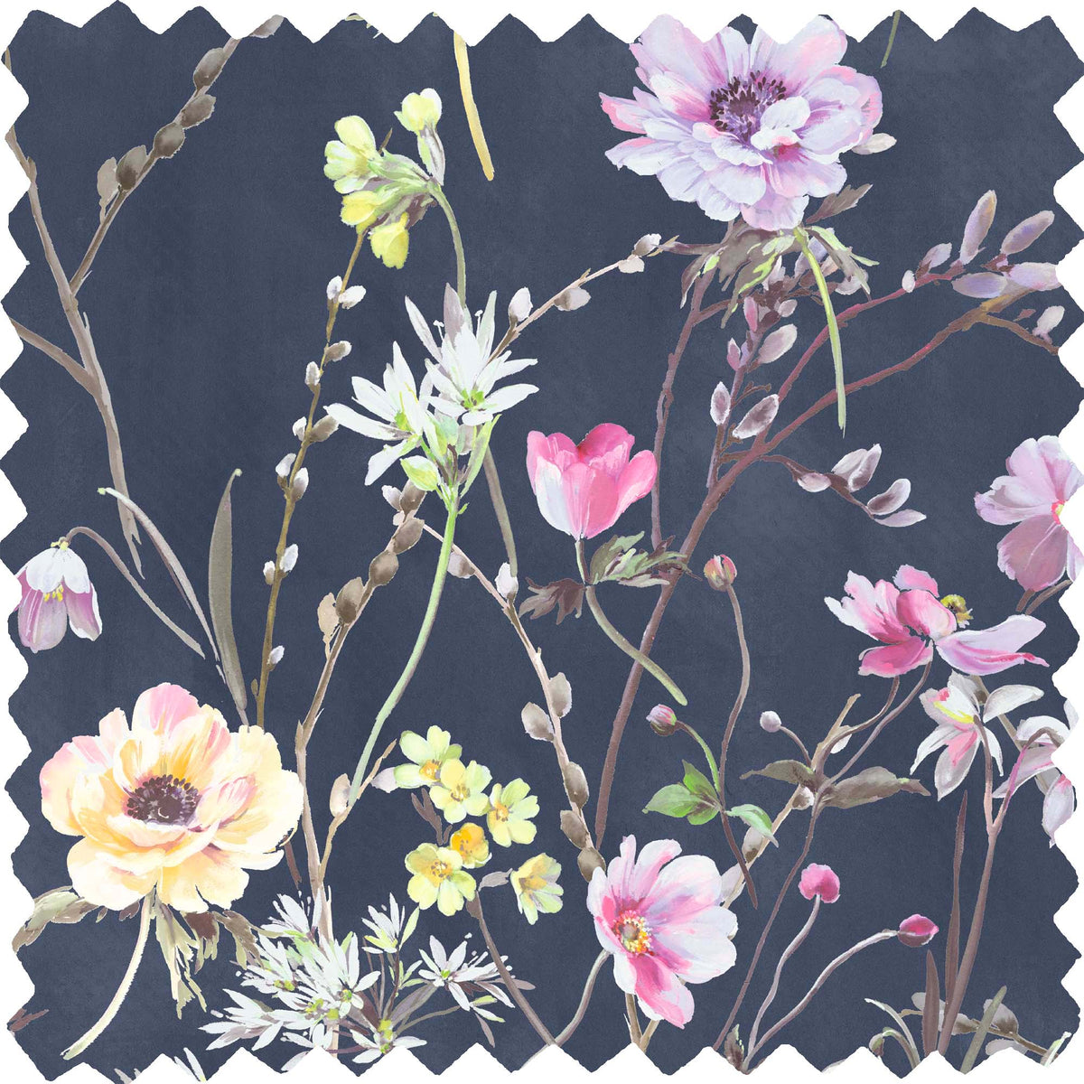 Maytime Navy Velvet Fabric