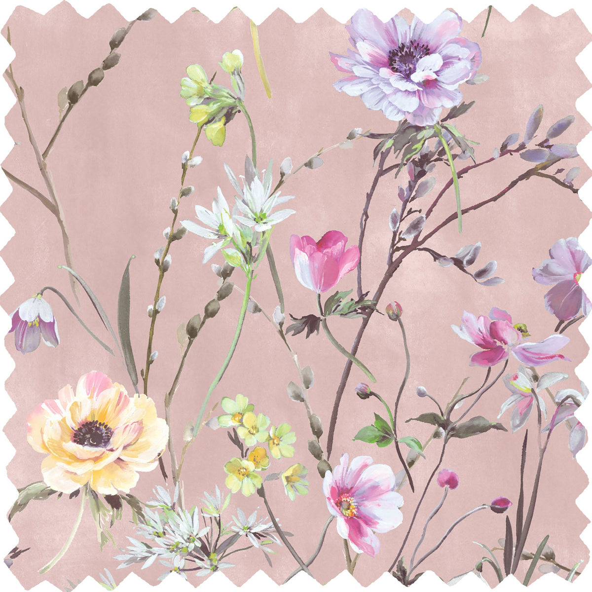 Maytime Dusky Pink Linen Fabric