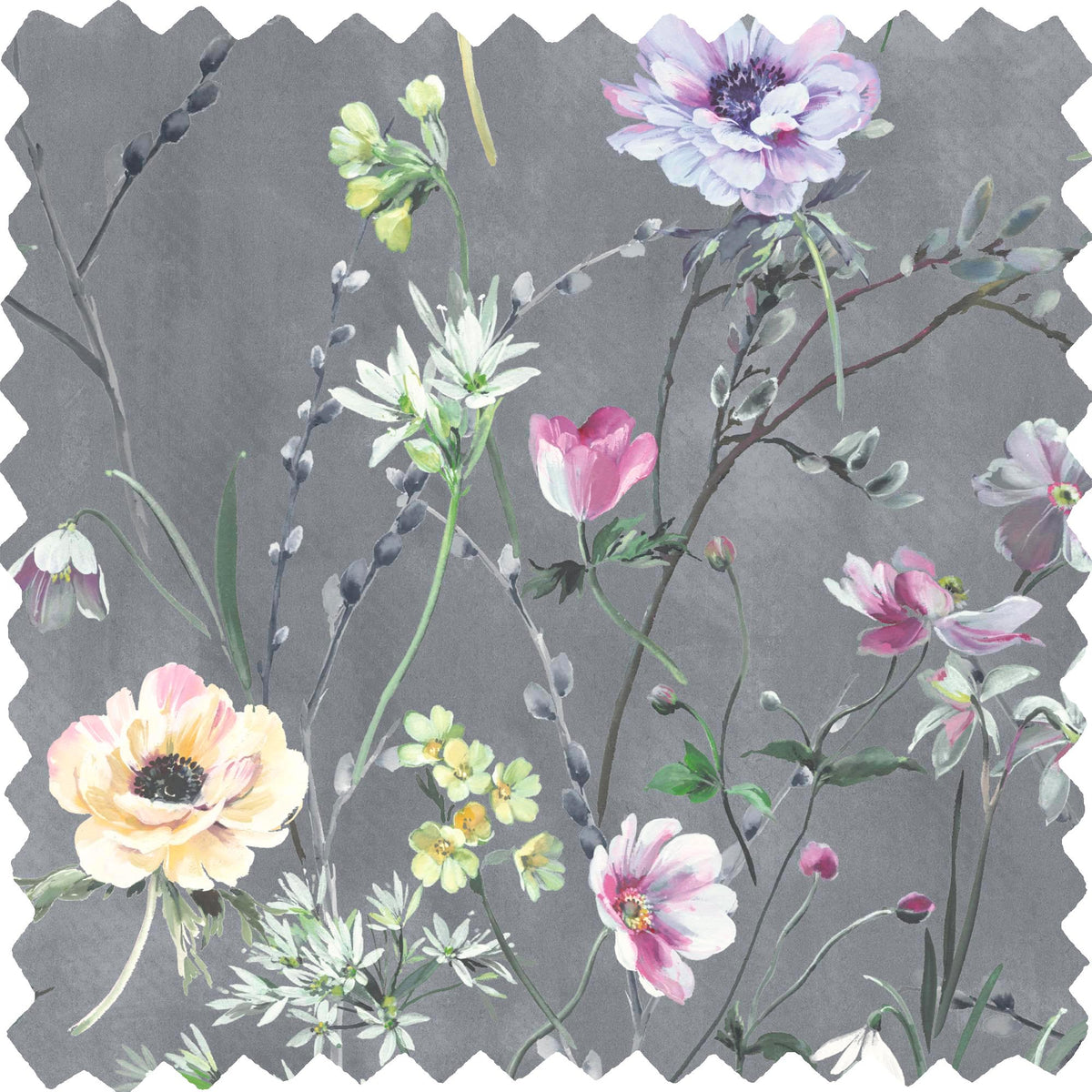 Maytime Dusky Grey Velvet Fabric