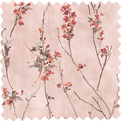 Blossom Burnt Orange & Blush Velvet Fabric