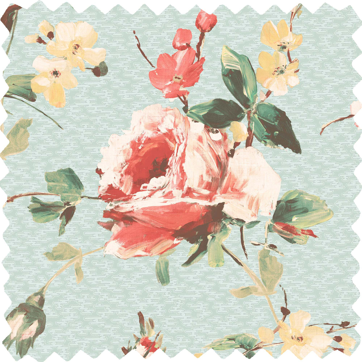 Lancashire Rose Duck Egg Linen Fabric