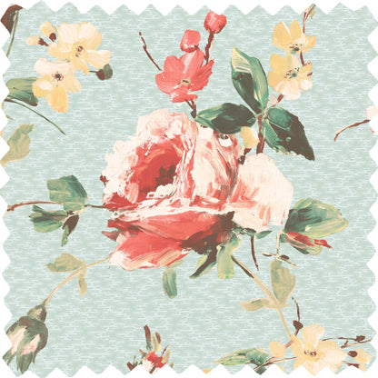 Lancashire Rose Duck Egg Linen Fabric