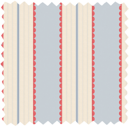 Pin Up Stripe Red Blue Linen Fabric