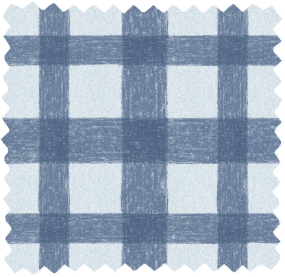 Buffalo Plaid Denim Blue Linen Fabric