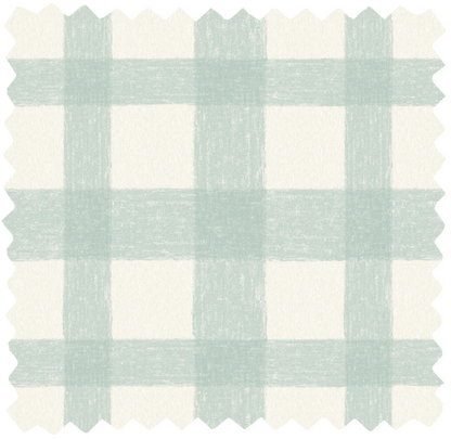 Buffalo Plaid Eau de Nil Linen Fabric