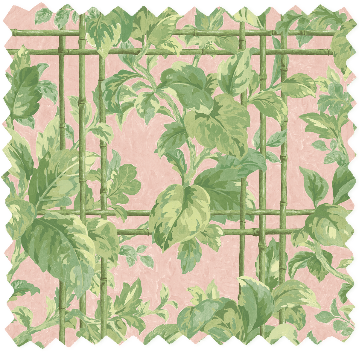 Verdant Trellis Pistachio Blush Linen Fabric