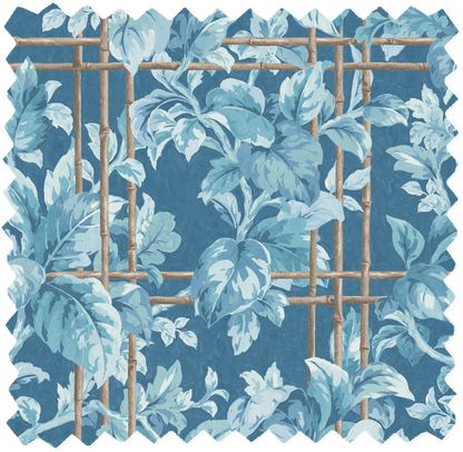 Verdant Trellis Denim Blue Velvet Fabric