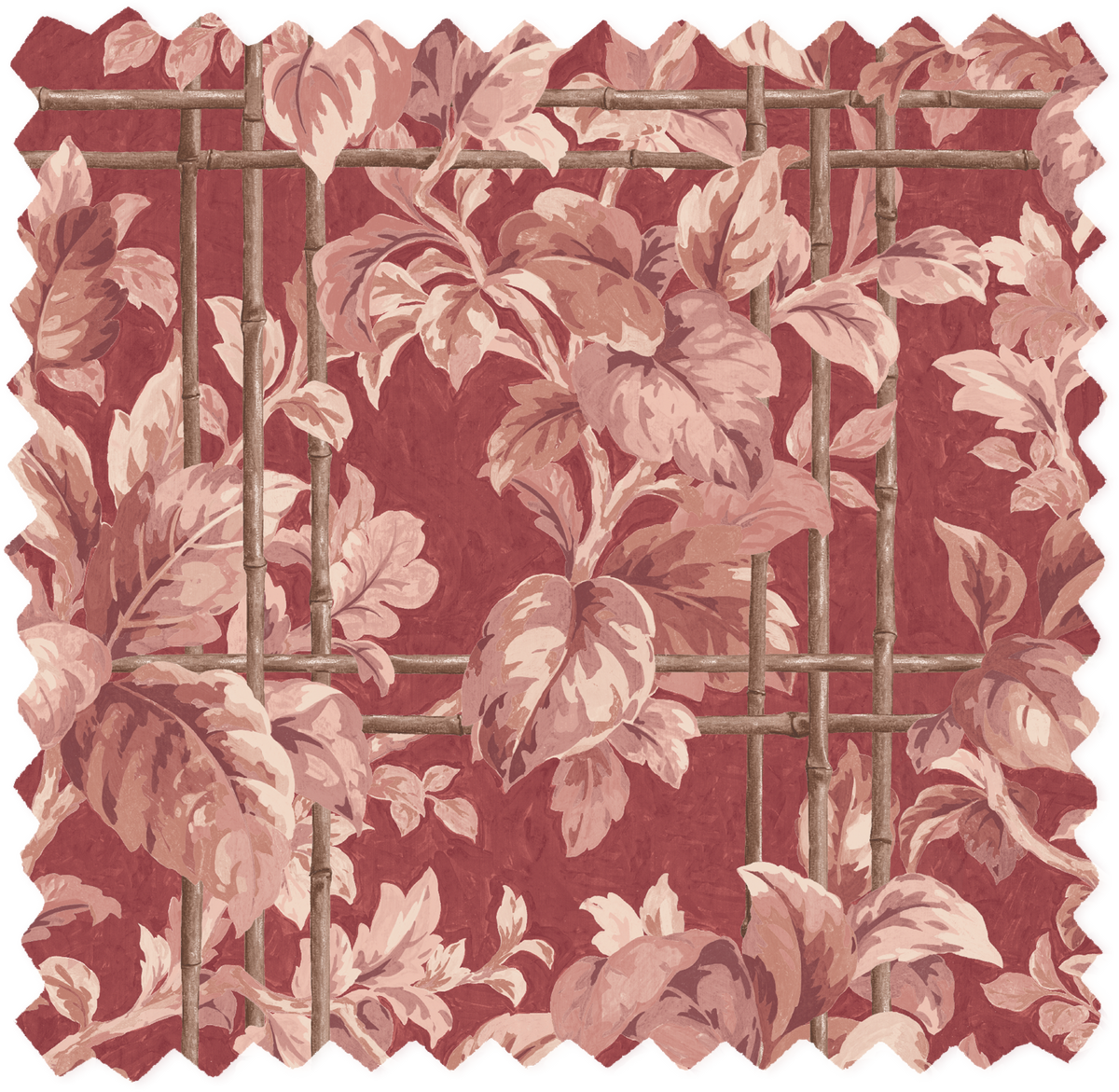 Verdant Trellis Claret Linen Fabric