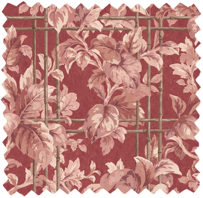Verdant Trellis Claret Linen Fabric