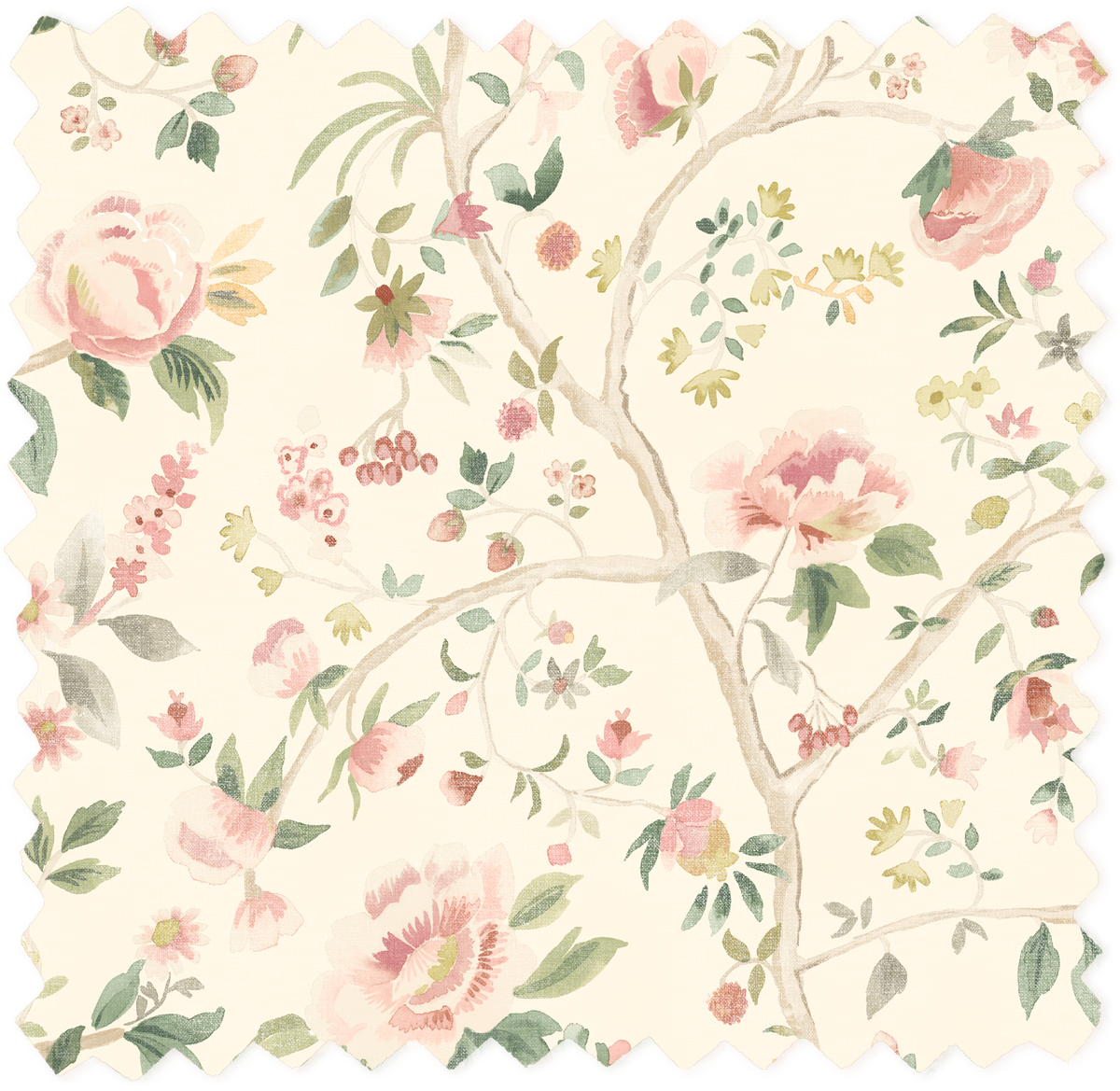 Peonia Cream Linen Fabric