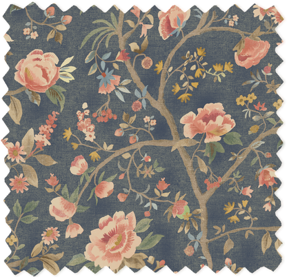 Peonia Navy Linen Fabric