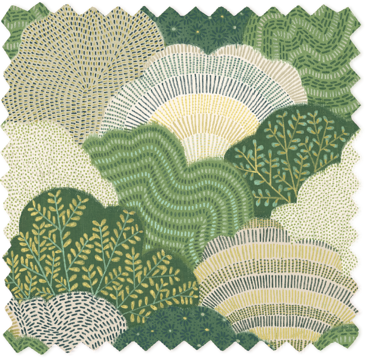 Fernshaw Evergreen Linen Fabric