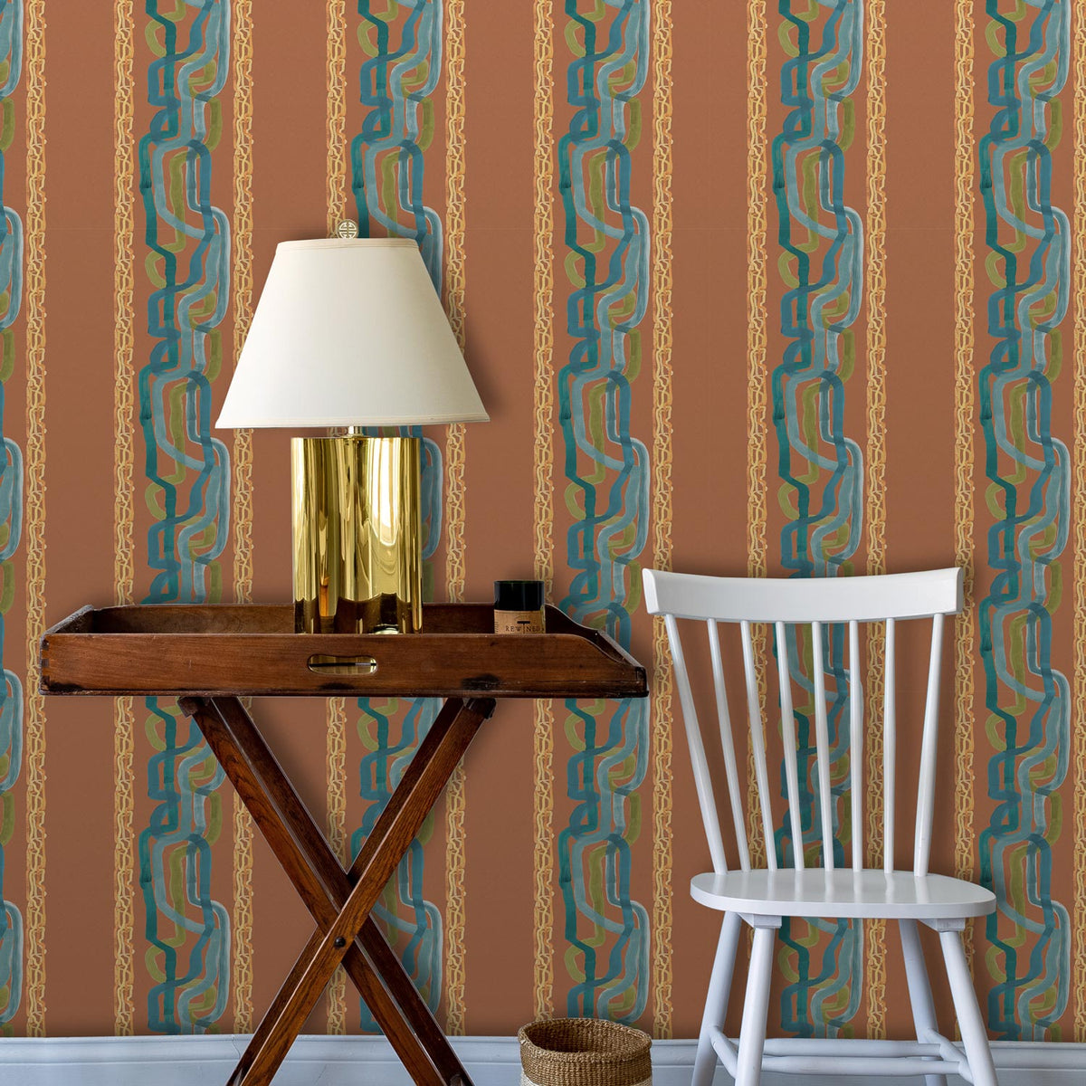 Whiskey Stripe Wallpaper by Ferrick Mason in Bourbon