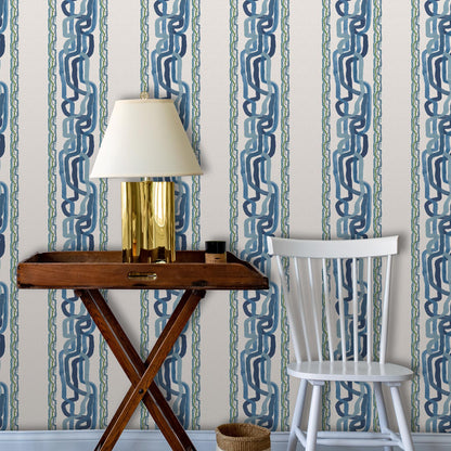 Whiskey Stripe Wallpaper by Ferrick Mason in Forever Blue