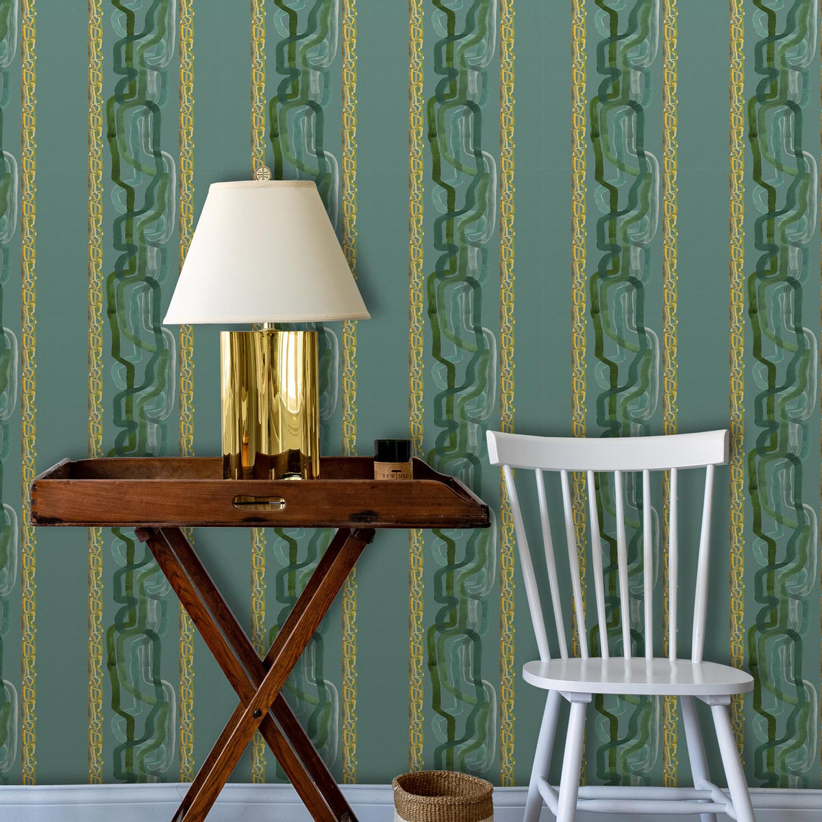 Whiskey Stripe Wallpaper by Ferrick Mason in Mint Green