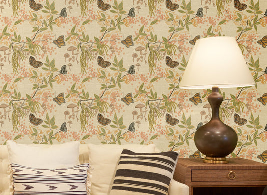 Woodland Grasscloth Wallpaper by Ferrick Mason in Marigold