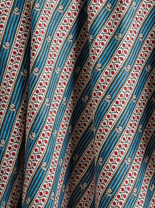 Woodland Rose Fabric by Studio Atkinson in Azure & Cranberry