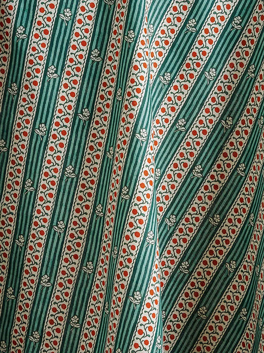 Woodland Rose Fabric by Studio Atkinson in Mint & Persimmon