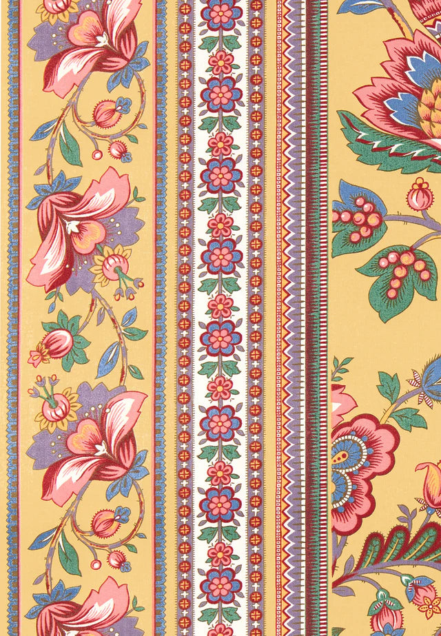 Zénaïde Fabric by Décors Barbares in Yellow, border detail