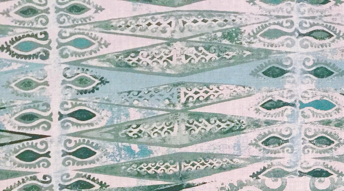 Zig Zag Mini Fabric by Botanica Trading in Sea Green