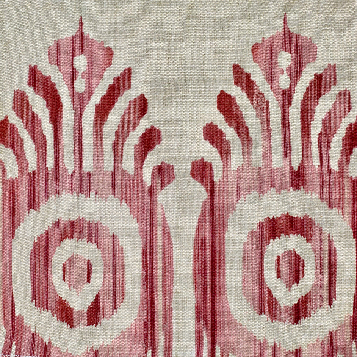 Serena Ikat Fabric by Botanica Trading in Pink & Red
