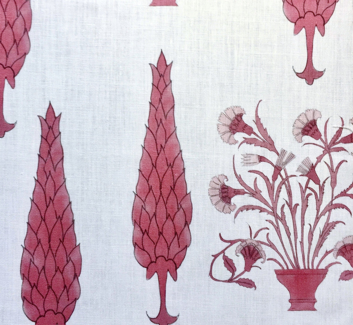 Paradise Garden Fabric by Botanica Trading in Watermelon Pink