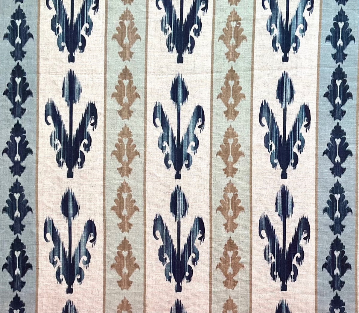 Ikat Tulip Stripe Fabric by Botanica Trading in Indigo